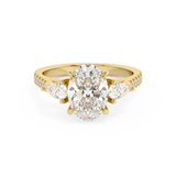 Oval Three Stone Pave Lab Grown Diamond Engagement Ring