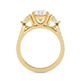 Oval Three Stone Pave Lab Grown Diamond Engagement Ring
