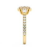 Oval Three Stone Pave Lab Grown Diamond Engagement Ring