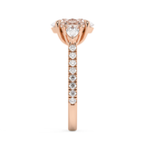 Oval Three Stone Pave Lab Grown Diamond Engagement Ring