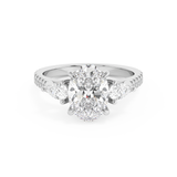 Oval Three Stone Pave Lab Grown Diamond Engagement Ring