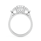 Oval Three Stone Pave Lab Grown Diamond Engagement Ring