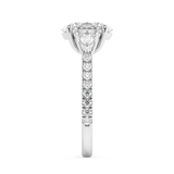 Oval Three Stone Pave Lab Grown Diamond Engagement Ring