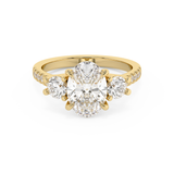 Oval Three Stone Pave Lab Grown Diamond Engagement Ring