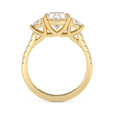 Oval Three Stone Pave Lab Grown Diamond Engagement Ring