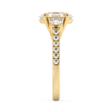 Oval Three Stone Pave Lab Grown Diamond Engagement Ring