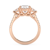 Oval Three Stone Pave Lab Grown Diamond Engagement Ring