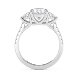 Oval Three Stone Pave Lab Grown Diamond Engagement Ring