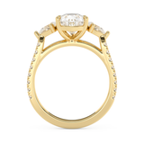 Pear Three Stone Pave Lab Grown Diamond Engagement Ring