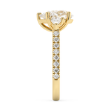 Pear Three Stone Pave Lab Grown Diamond Engagement Ring