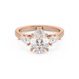Pear Three Stone Pave Lab Grown Diamond Engagement Ring