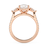 Pear Three Stone Pave Lab Grown Diamond Engagement Ring