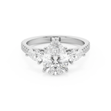 Pear Three Stone Pave Lab Grown Diamond Engagement Ring
