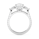 Pear Three Stone Pave Lab Grown Diamond Engagement Ring