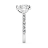 Pear Three Stone Pave Lab Grown Diamond Engagement Ring