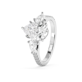 Pear Three Stone Pave Lab Grown Diamond Engagement Ring