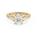 Elongated Cushion Three Stone Pave Lab Grown Diamond Engagement Ring