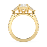 Elongated Cushion Three Stone Pave Lab Grown Diamond Engagement Ring