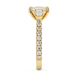Elongated Cushion Three Stone Pave Lab Grown Diamond Engagement Ring