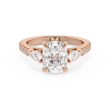 Elongated Cushion Three Stone Pave Lab Grown Diamond Engagement Ring