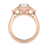 Elongated Cushion Three Stone Pave Lab Grown Diamond Engagement Ring