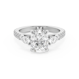 Elongated Cushion Three Stone Pave Lab Grown Diamond Engagement Ring