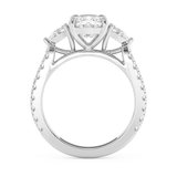 Elongated Cushion Three Stone Pave Lab Grown Diamond Engagement Ring