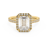 Emerald Halo & Pave Cathedral Lab Grown Diamond Engagement Ring