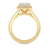 Emerald Halo & Pave Cathedral Lab Grown Diamond Engagement Ring