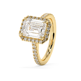 Emerald Halo & Pave Cathedral Lab Grown Diamond Engagement Ring