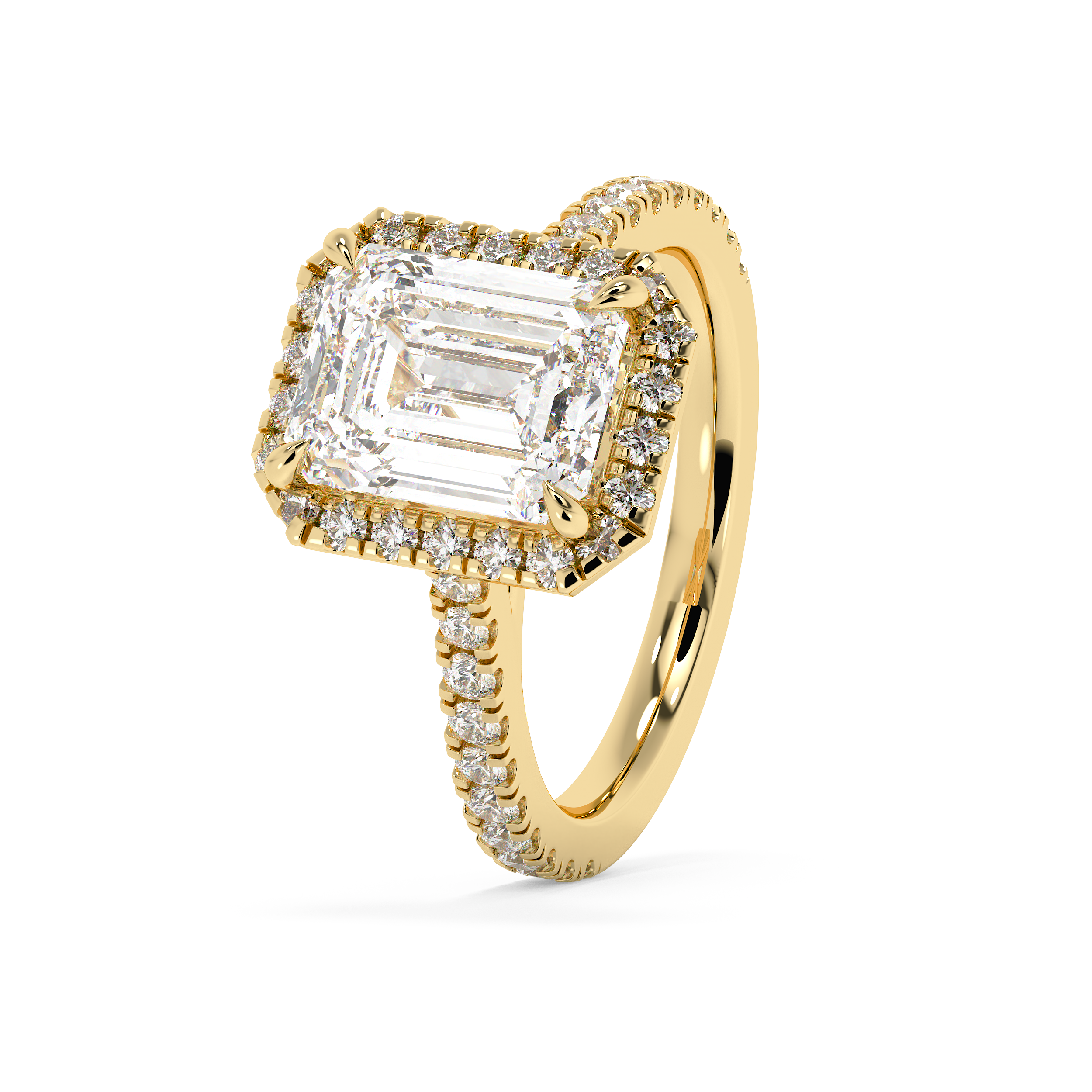 Emerald Halo & Pave Cathedral Lab Grown Diamond Engagement Ring