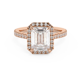 Emerald Halo & Pave Cathedral Lab Grown Diamond Engagement Ring