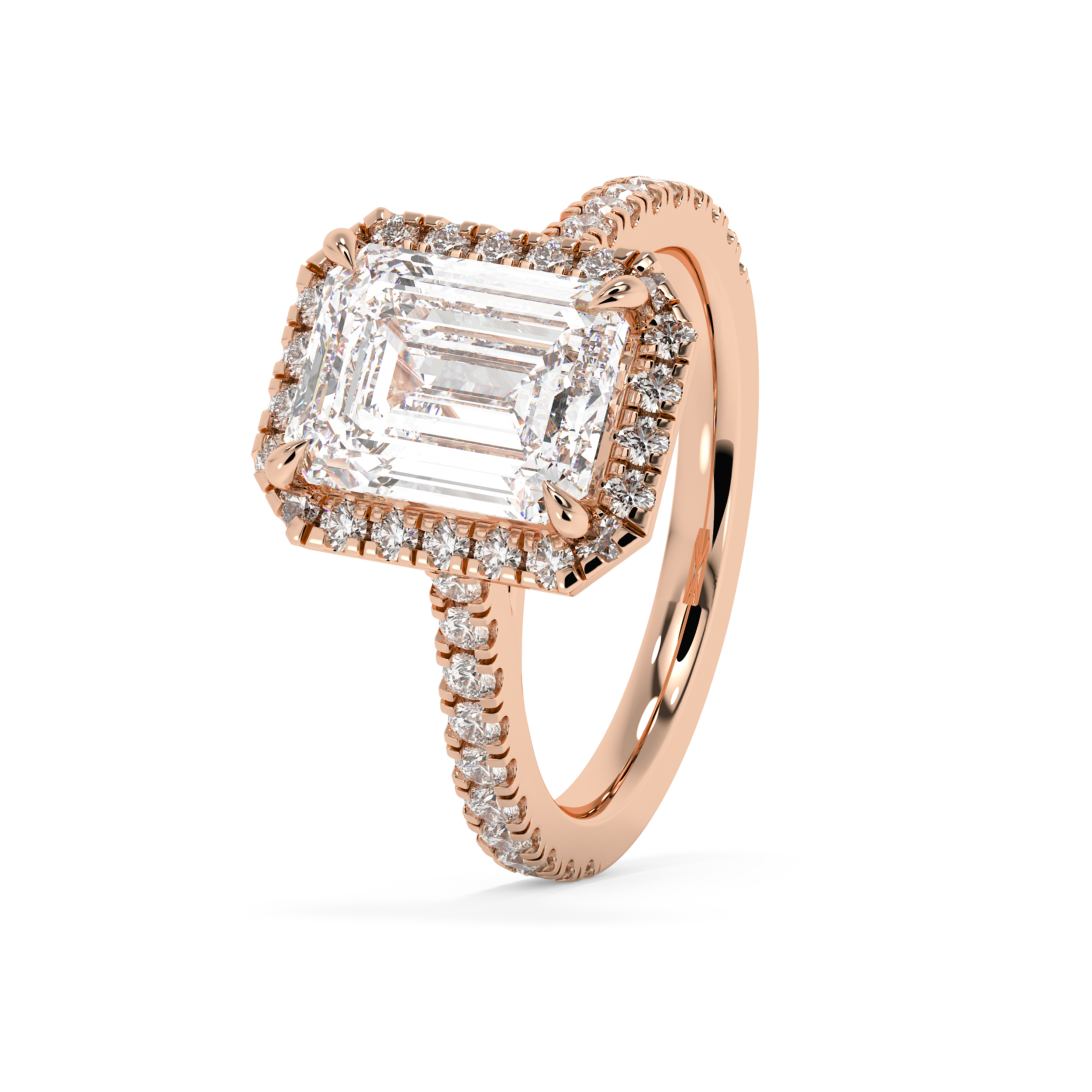 Emerald Halo & Pave Cathedral Lab Grown Diamond Engagement Ring