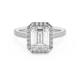 Emerald Halo & Pave Cathedral Lab Grown Diamond Engagement Ring