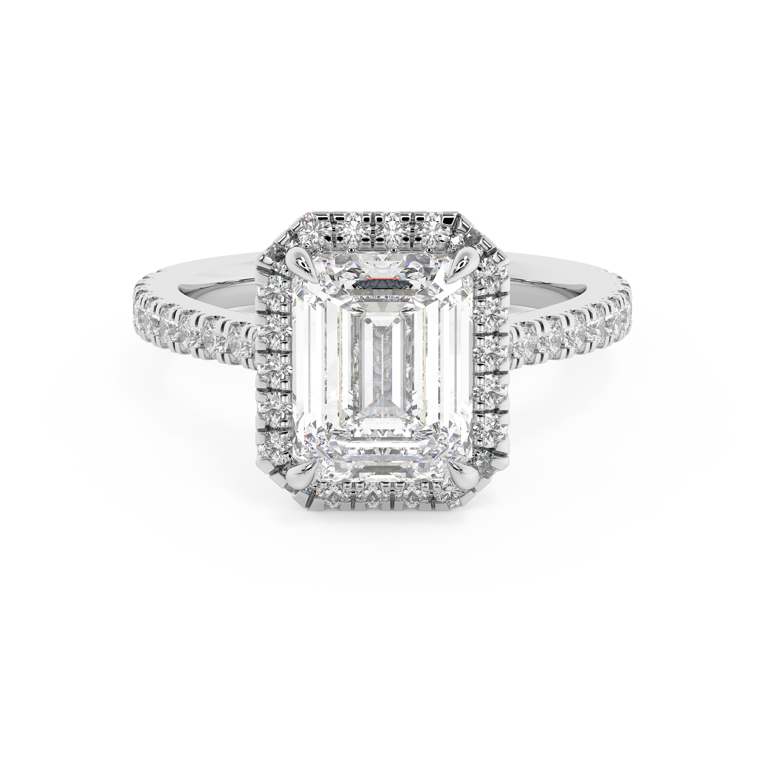 Emerald Halo & Pave Cathedral Lab Grown Diamond Engagement Ring