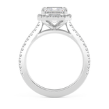 Emerald Halo & Pave Cathedral Lab Grown Diamond Engagement Ring