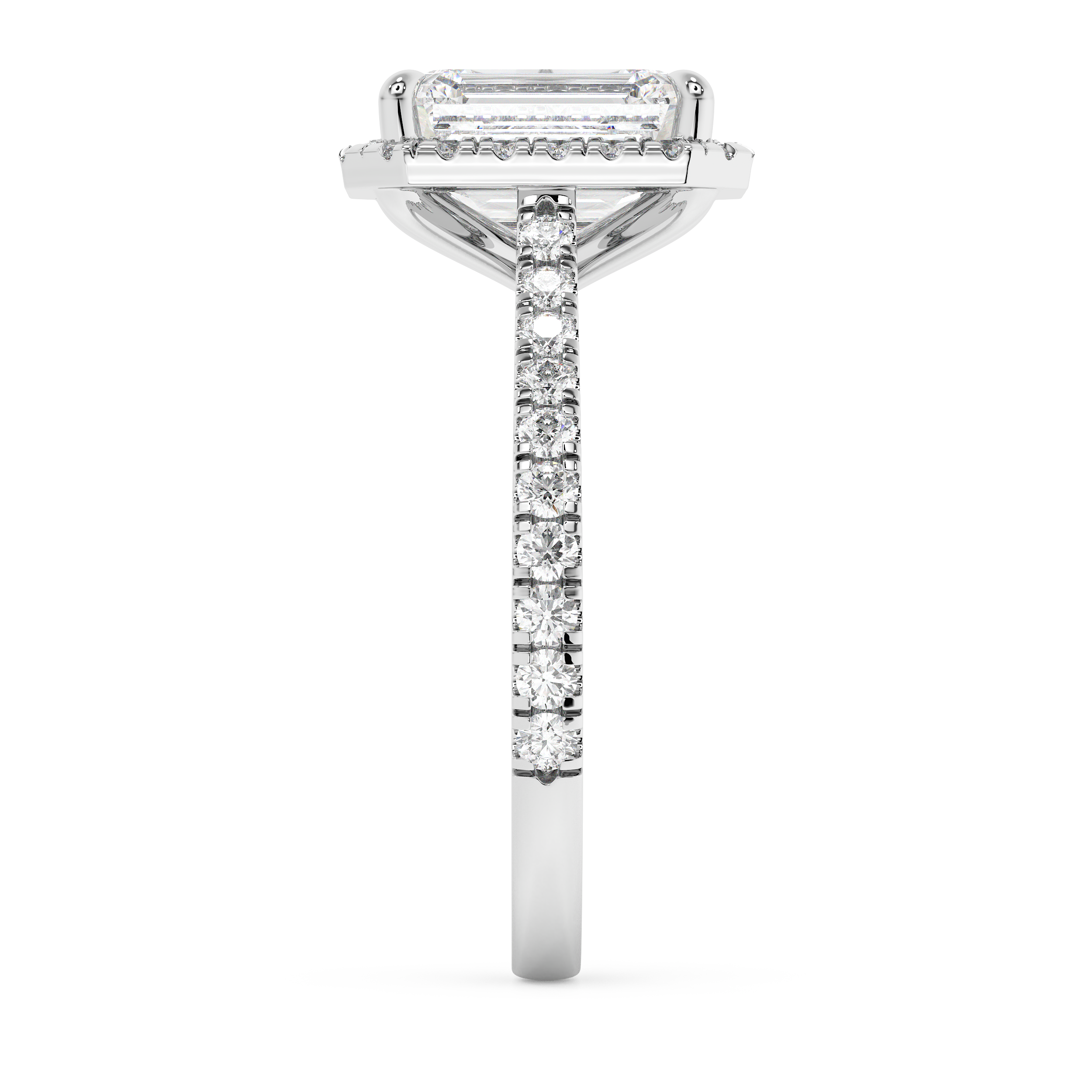 Emerald Halo & Pave Cathedral Lab Grown Diamond Engagement Ring