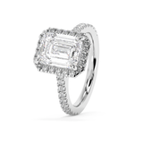 Emerald Halo & Pave Cathedral Lab Grown Diamond Engagement Ring