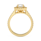 Pear Halo & Pave Cathedral Solitaire Lab Grown Diamond Engagement Ring