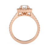 Pear Halo & Pave Cathedral Solitaire Lab Grown Diamond Engagement Ring