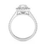 Pear Halo & Pave Cathedral Solitaire Lab Grown Diamond Engagement Ring