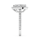 Pear Halo & Pave Cathedral Solitaire Lab Grown Diamond Engagement Ring