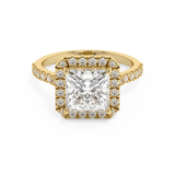 Princess Halo & Pave Cathedral Lab Grown Diamond Engagement Ring
