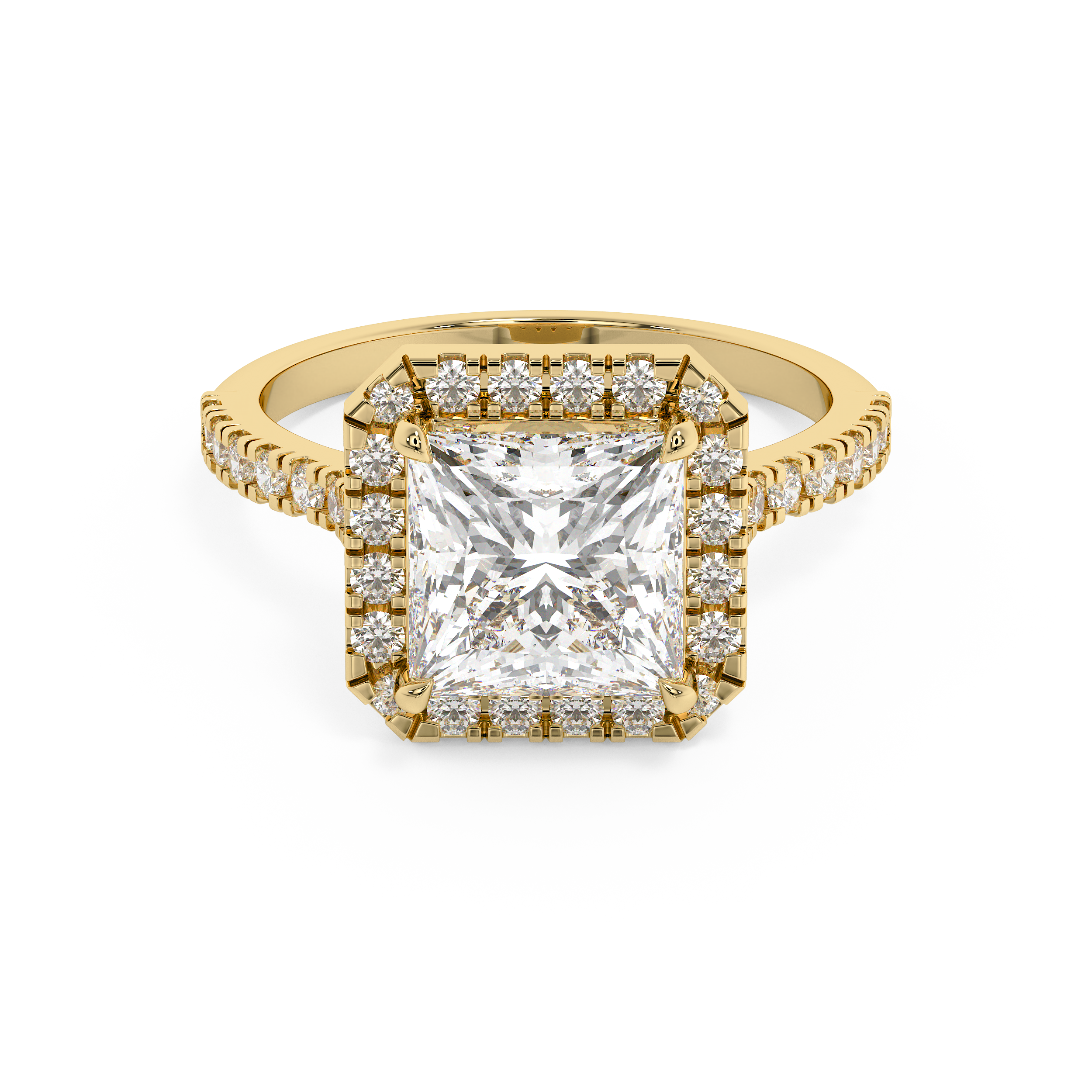 Princess Halo & Pave Cathedral Lab Grown Diamond Engagement Ring