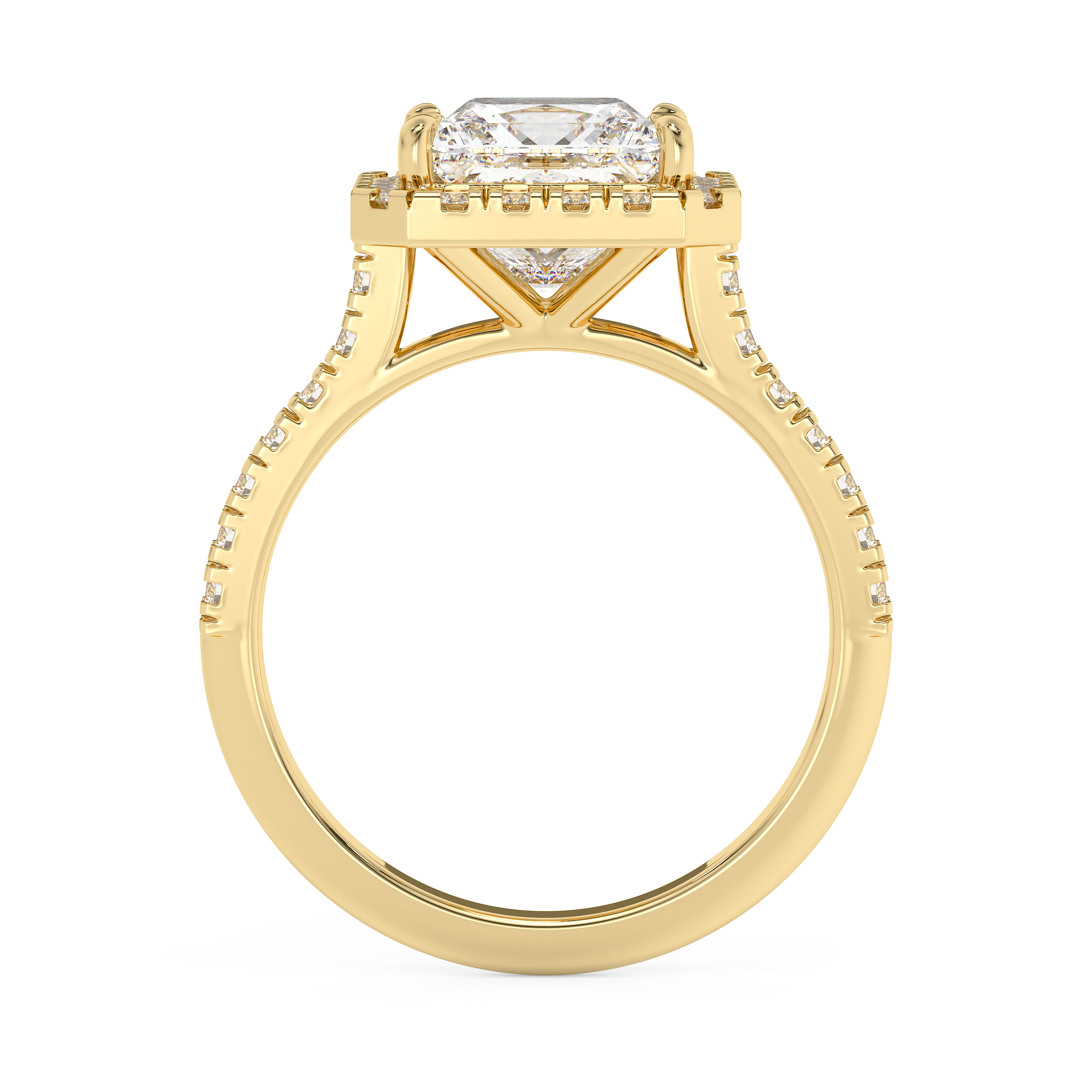 Princess Halo & Pave Cathedral Lab Grown Diamond Engagement Ring
