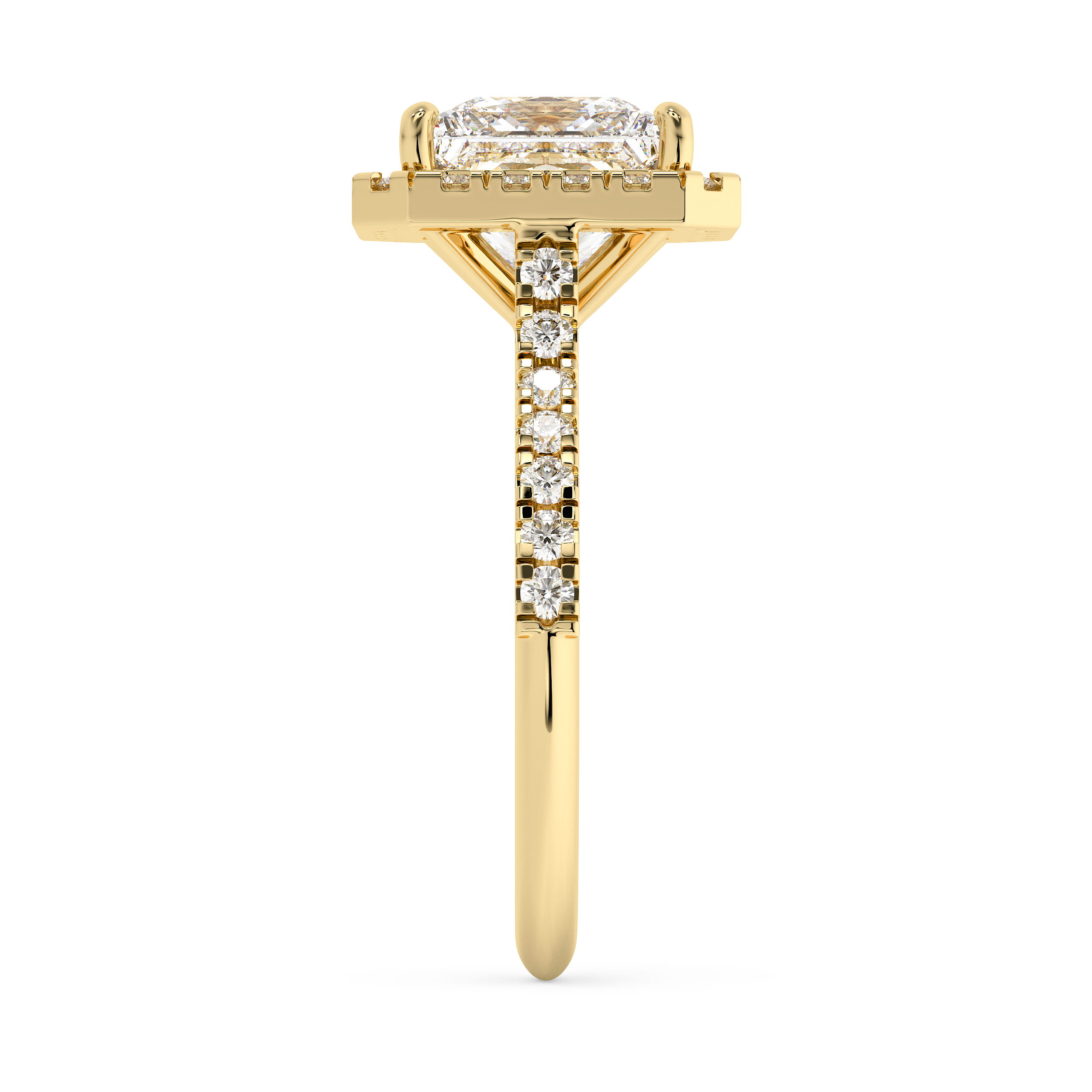 Princess Halo & Pave Cathedral Lab Grown Diamond Engagement Ring