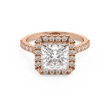 Princess Halo & Pave Cathedral Lab Grown Diamond Engagement Ring