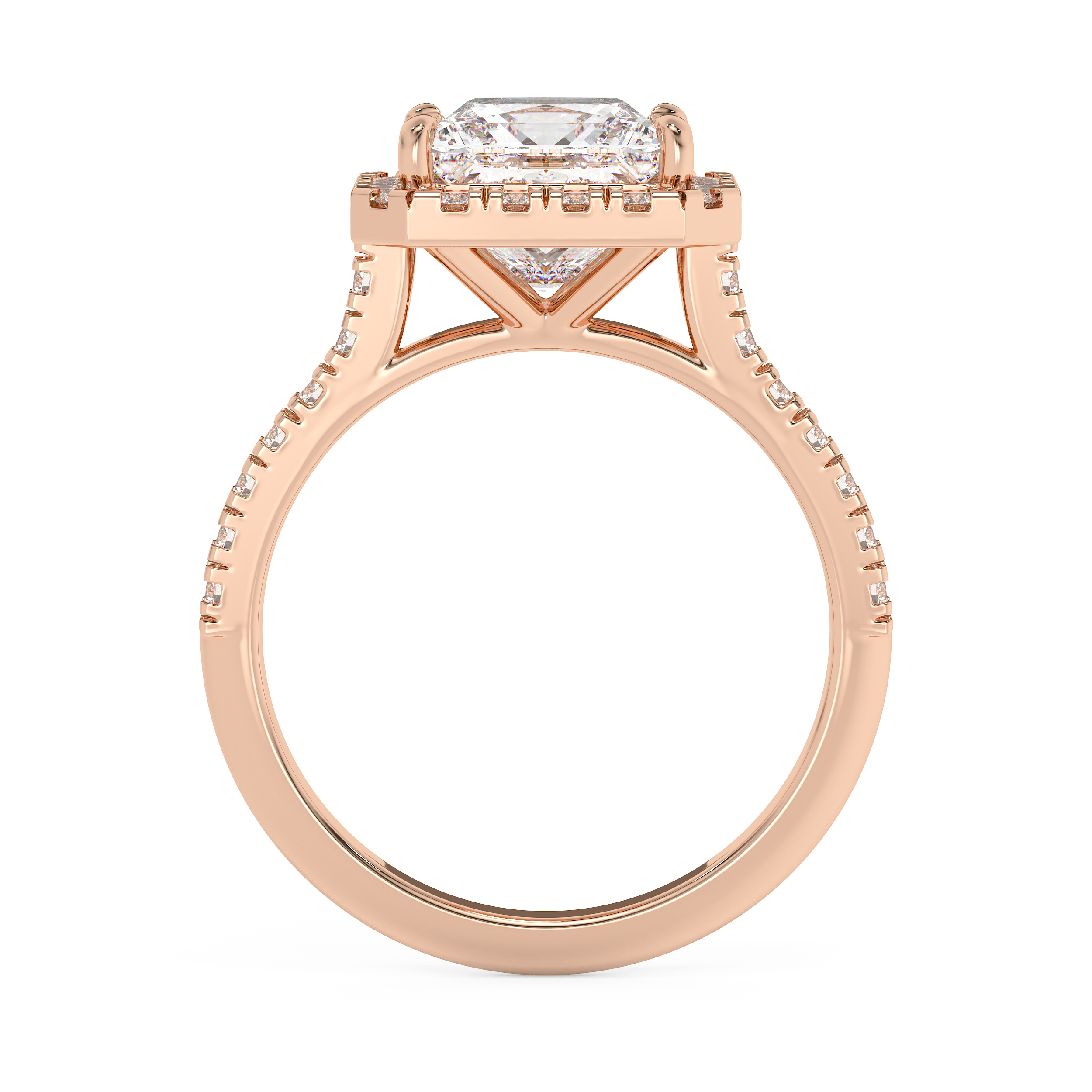Princess Halo & Pave Cathedral Lab Grown Diamond Engagement Ring