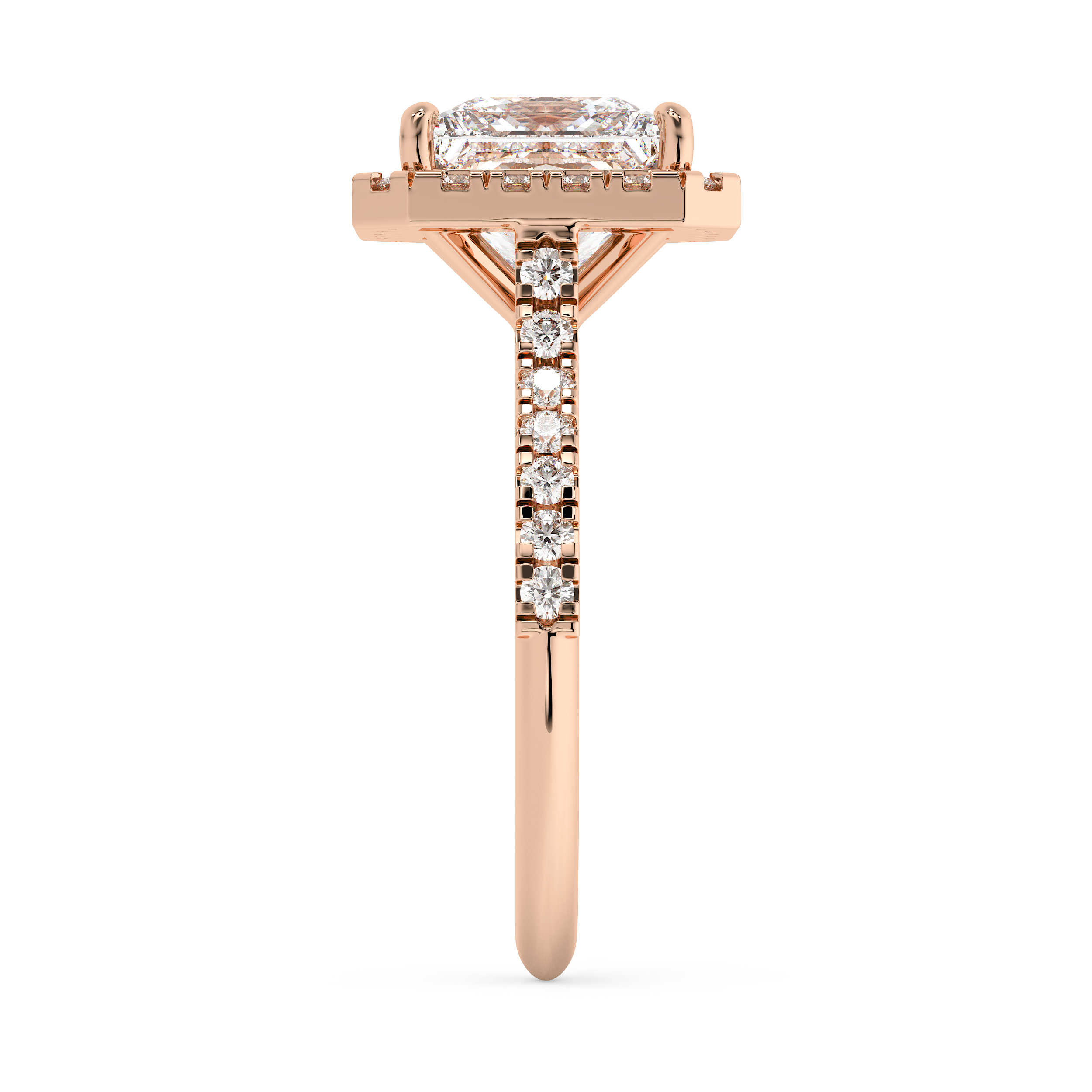 Princess Halo & Pave Cathedral Lab Grown Diamond Engagement Ring