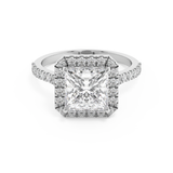 Princess Halo & Pave Cathedral Lab Grown Diamond Engagement Ring